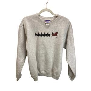 VINTAGE X Newfoundland Black Lab Gray Christmas Holiday Sweatshirt Small